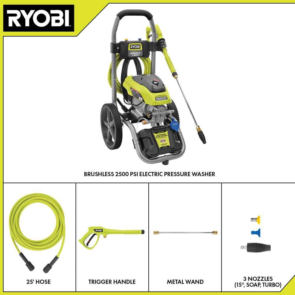 RYOBI 2500 PSI 1.2 GPM High Performance Cold Water Electric Pressure Washer RY142500
