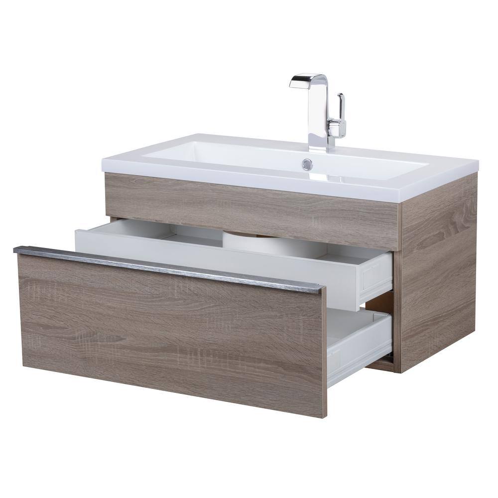 Arlie 30'' Brown Wall-Mount Single Sink Vanity