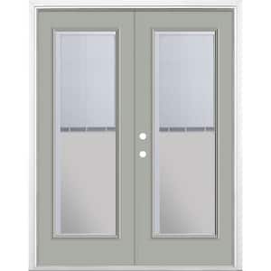 60 in. x 80 in. Silver Cloud Steel Prehung Right-Hand Inswing Mini Blind Patio Door in Vinyl Frame with Brickmold