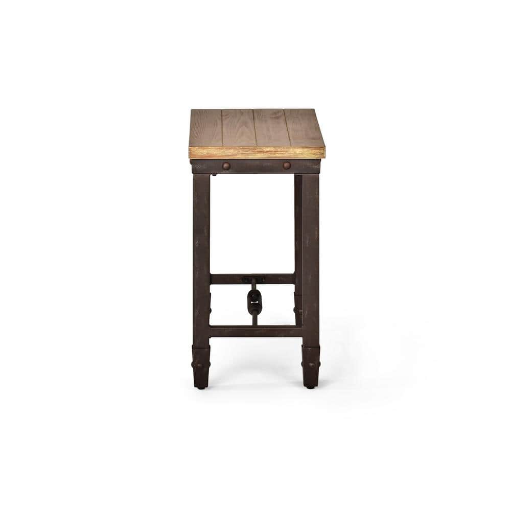Antique Tobacco Pine and Iron Industrial End Table