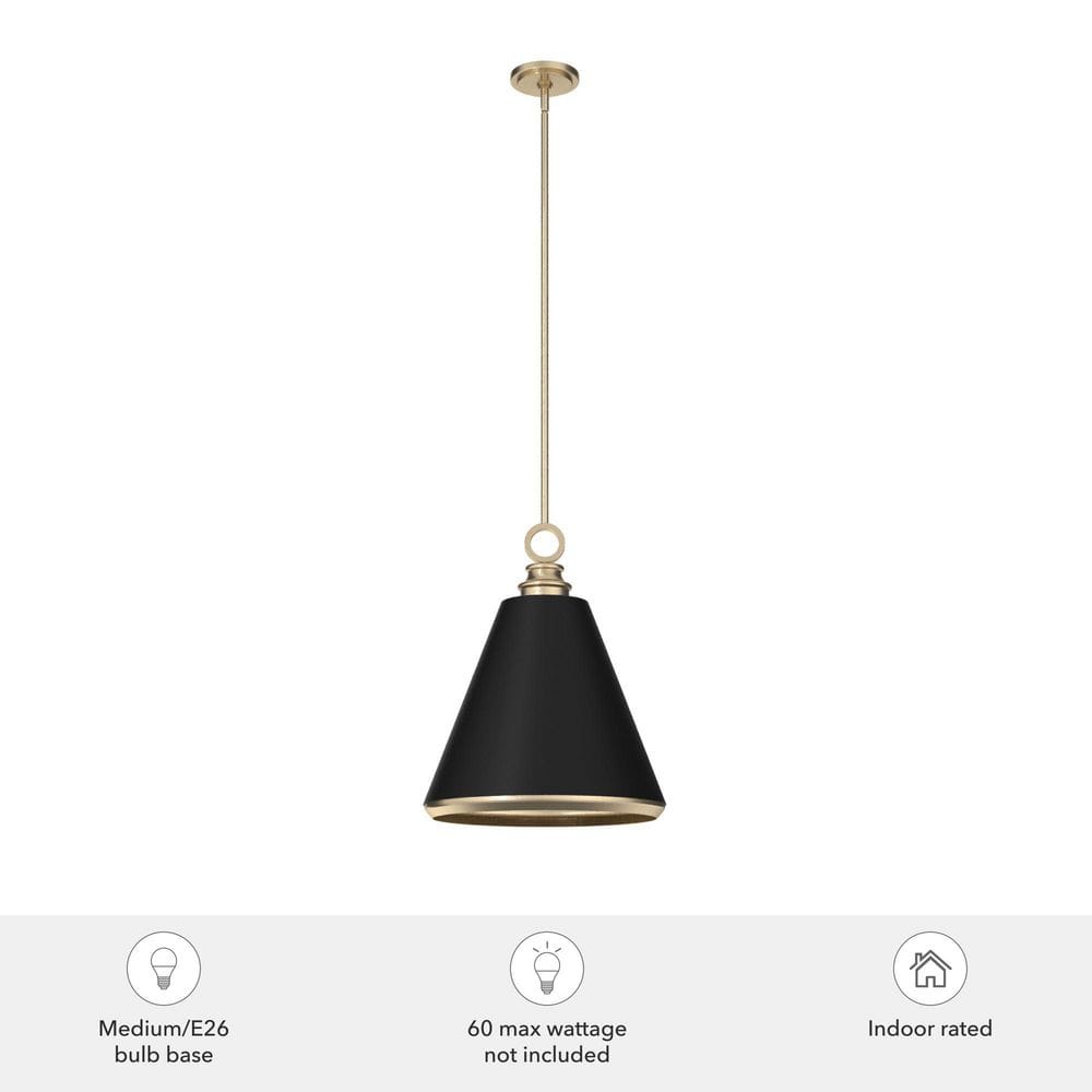 Alturas Gold and Matte Black 16" Modern Metal Pendant Light