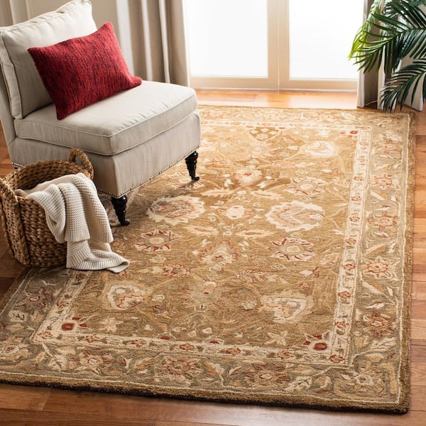 Anatolia Brown/Green 6 ft. x 9 ft. Border Area Rug