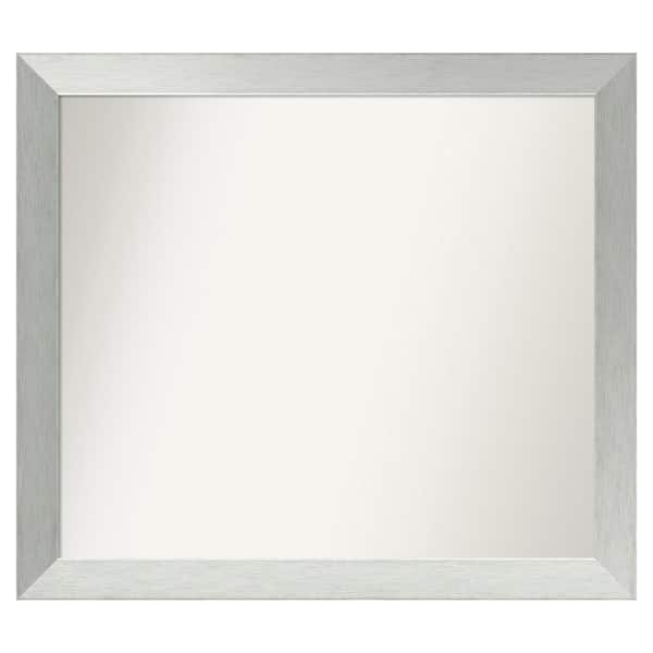 Amanti Art Brushed Sterling Silver 34 in. x 30 in. Custom Non-Beveled Wood Framed Bathroom Vanity Wall Mirror