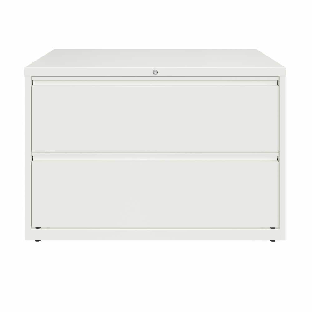 White 42" Wide 2-Drawer Lockable Metal Lateral File Cabinet