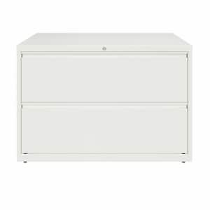 42 in. W 2-Drawer White Metal Lateral File Cabinet for Home and Office, Holds Letter, Legal and A4 Hanging Folders