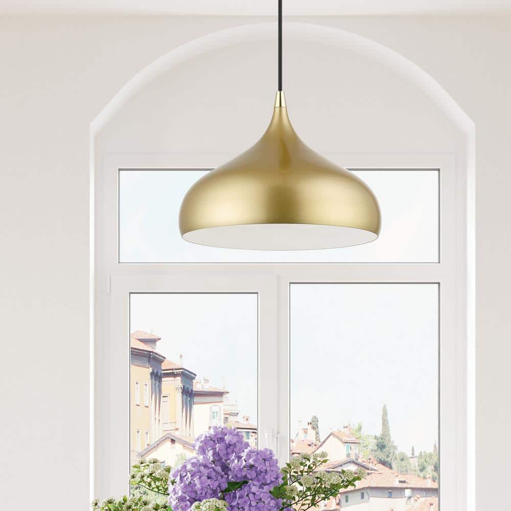 Soft Gold and Polished Brass Teardrop Pendant Light
