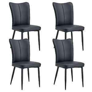 Modern Black PU Leather Seat Dining Chairs Set of 4 for Kitchen, Living, Dining Room