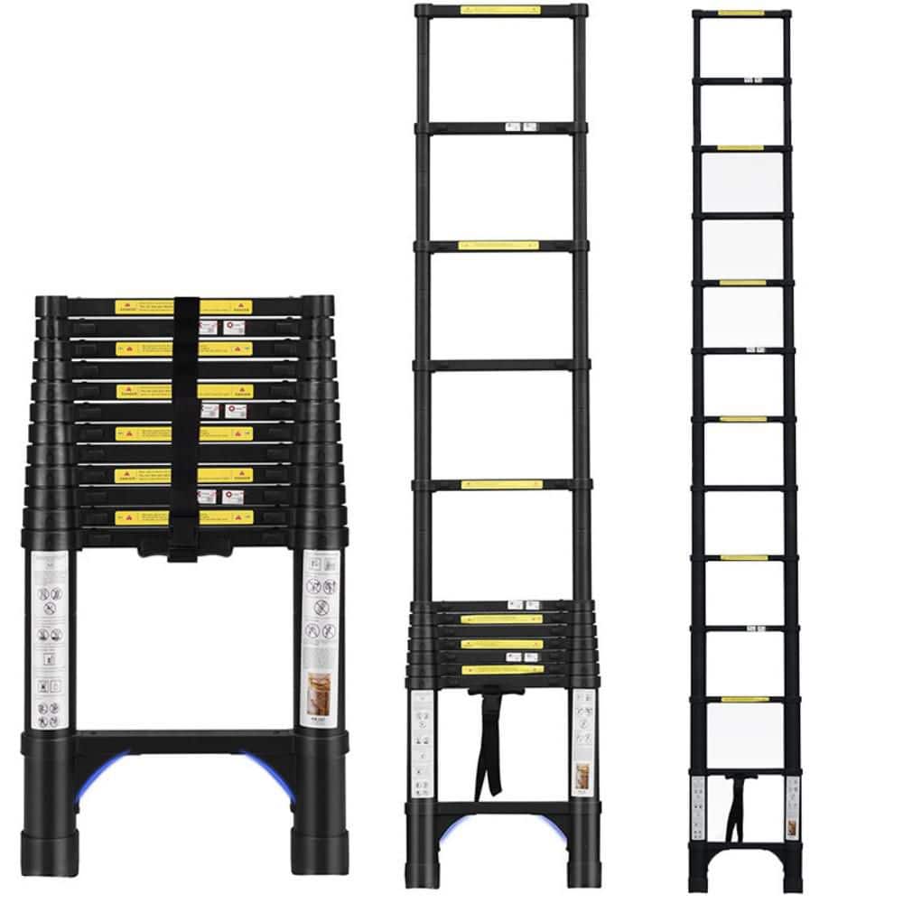 12.5 ft. Aluminum Portable Extension Ladder with Triangle Stabilizers for Home, Outdoor, 330 lbs. Capacity, Black price history on PriceWatchPro