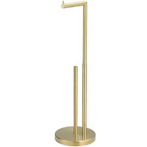 Bathroom Freestanding Toilet Paper Holder Stand with Reserver in Brushed Gold