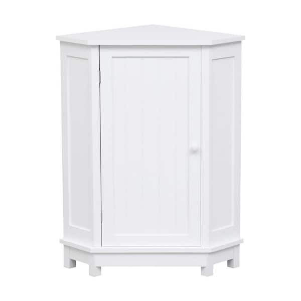 Miscool Anky 17.5 in. W x 17.5 in. D x 31.4 in. H White MDF Freestanding Bathroom Triangle Corner Storage Linen Cabinet
