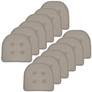 Solid U-Shape Memory Foam 17 in. x 16 in. Non-Slip Indoor/Outdoor Chair Seat Cushion (12-Pack), Khaki
