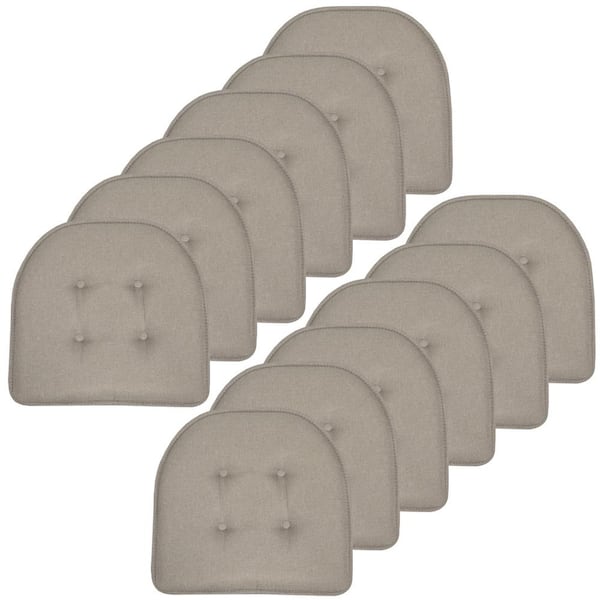 Sweet Home Collection Solid U-Shape Memory Foam 17 in. x 16 in. Non-Slip Indoor/Outdoor Chair Seat Cushion (12-Pack), Khaki