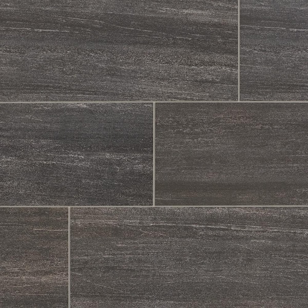 Marazzi Urban Craft Graphite 12 in. x 24 in. Glazed Porcelain Floor and ...