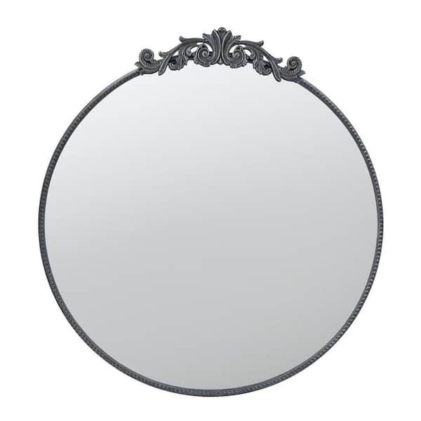 HomeRoots 36 in. W x 38.5 in. H Wood Black Vanity Mirror