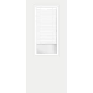 Legacy 30 in. x 80 in. Universal Handing 2/3 Clear Glass White MicroBlind White Primed Smooth Fiberglass Front Door Slab