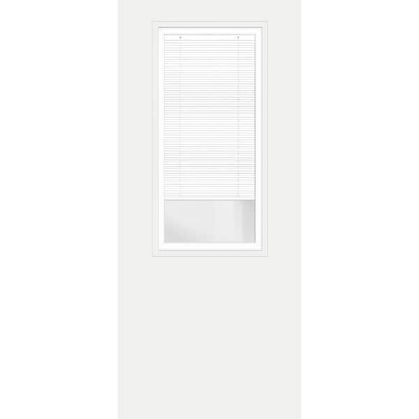Steves & Sons Legacy 30 in. x 80 in. Universal Handing 2/3 Clear Glass White MicroBlind White Primed Smooth Fiberglass Front Door Slab
