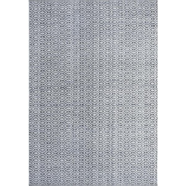 Dynamic Rugs Allegra 5 ft. X 8 ft. Grey/Ivory/Denim Geometric Indoor Area Rug