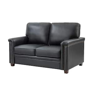 Ema Black leather 2 Piece Living Room Set with Removable Cushions