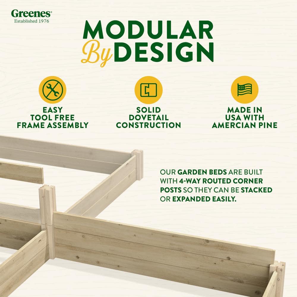 Green 48" x 48" x 7" Pine Raised Garden Bed