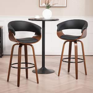 Beale 30in. Black Wood Bar Stool with Faux Leather Seat 1 (Set of Included)