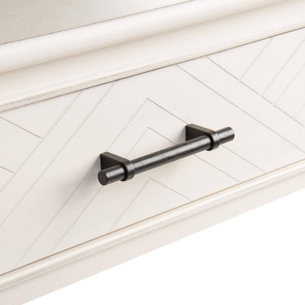Distressed White Wood Rectangular Storage Accent Table