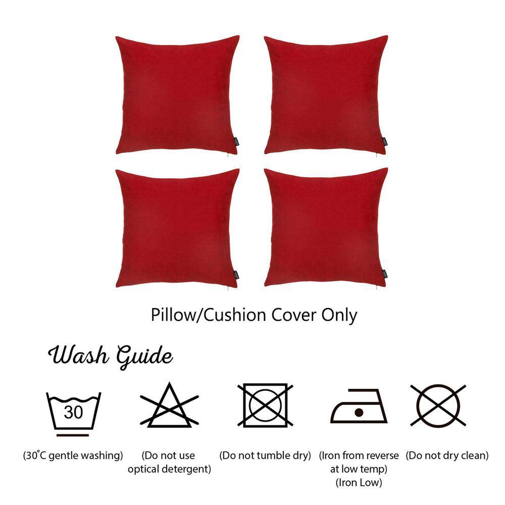 Red Polyester 22" x 22" Decorative Throw Pillow Covers, Set of 4