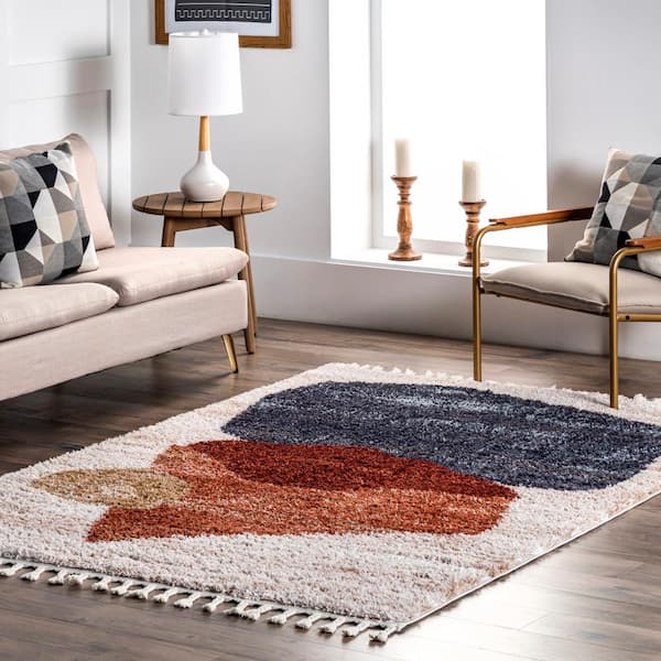 Kassidy Shaggy Contemporary Tassel Accent Rug Blue 3 ft. x 5 ft. Area Rug