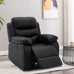 33.5 in. W Big and Tall Black Faux Leather Standard Recliner Chair