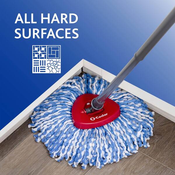 EasyWring RinseClean Spin Mop with 2-Tank Bucket System, 2 Extra Mop Head  Refills, and PowerCorner Outdoor Broom