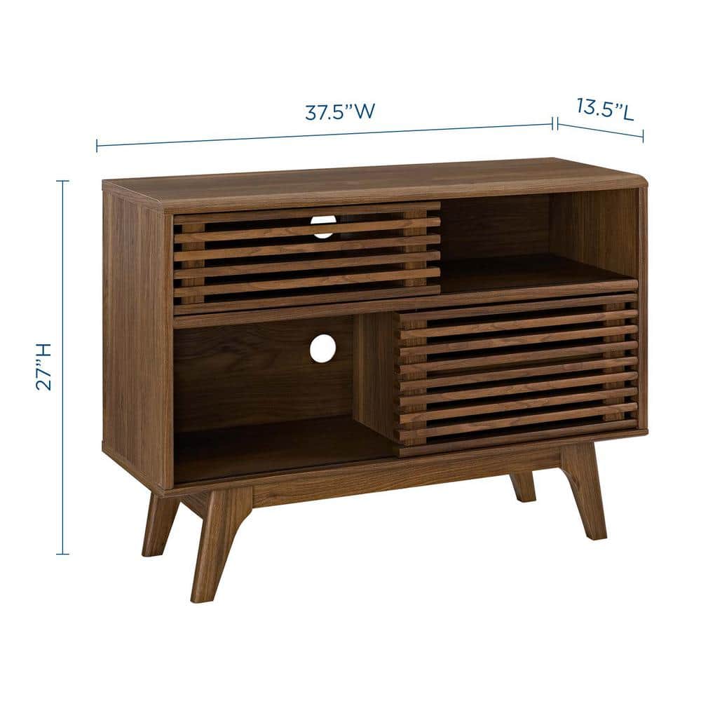 Modway Render 37.5'' Walnut Grain Console Table with Cabinet