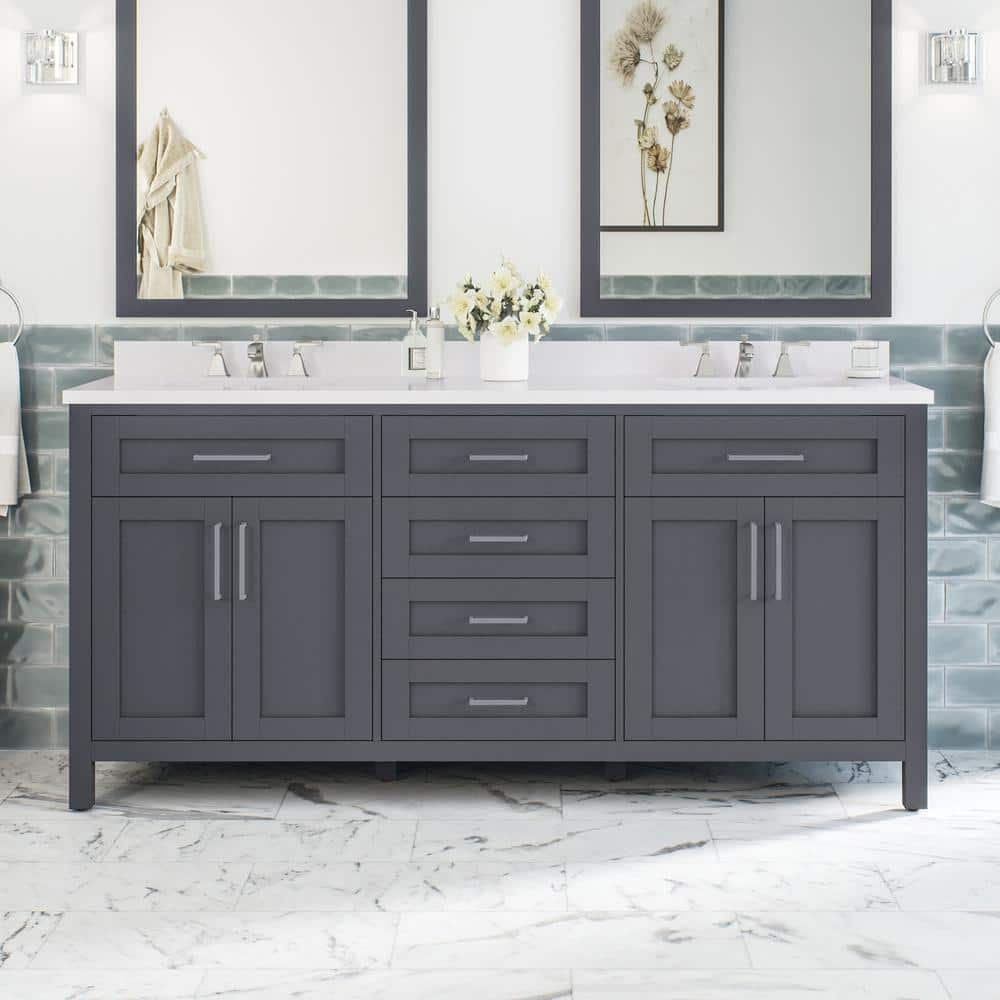 OVE Decors Tahoe 72 in. W x 21 in. D x 34 in. H Double Sink Bath Vanity ...