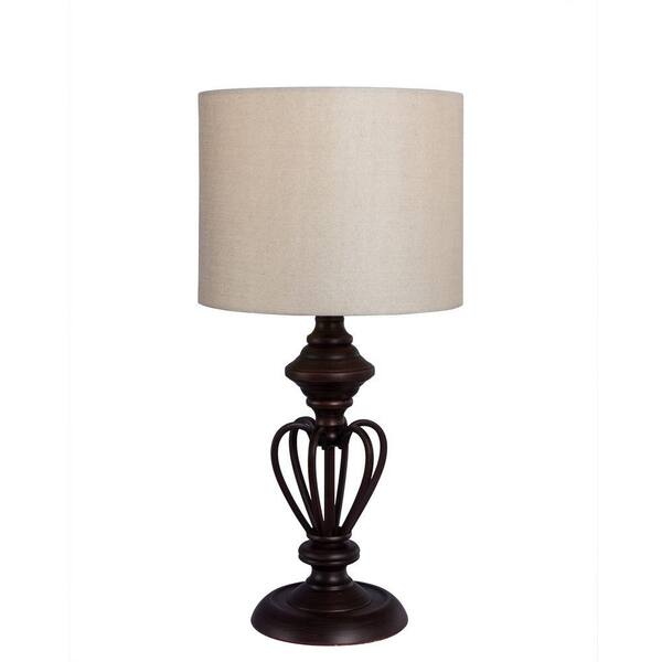 Fangio Lighting 17 in. Oil-Rubbed Bronze Heart Shaped Metal Table Lamp