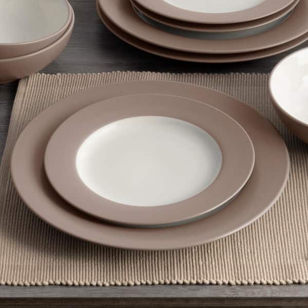 Colorwave Clay 8.25 in. (Tan) Stoneware Rim Salad Plates (Set of 4)