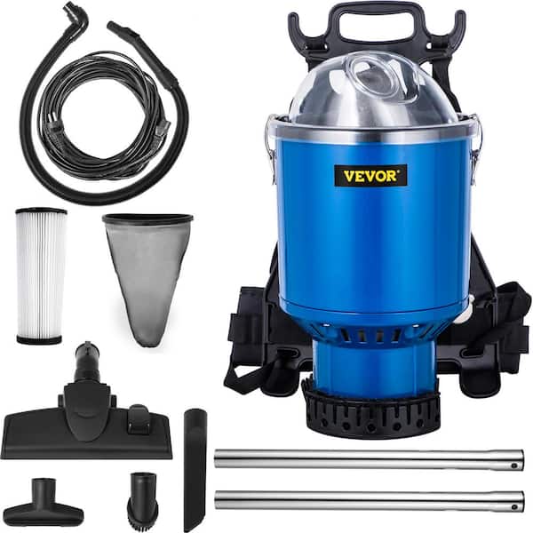 VEVOR Commercial Industrial Backpack Vacuum 3.6 qt Bagged 5-IN-1 HEPA Filtration with Wand Tool Kit Corded Multisurface, Blue