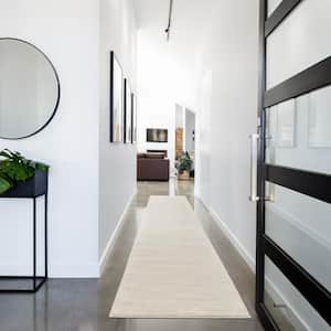 Essentials 2 ft. x 16 ft. Ivory Beige Solid Contemporary Kitchen Runner Indoor/Outdoor Area Rug