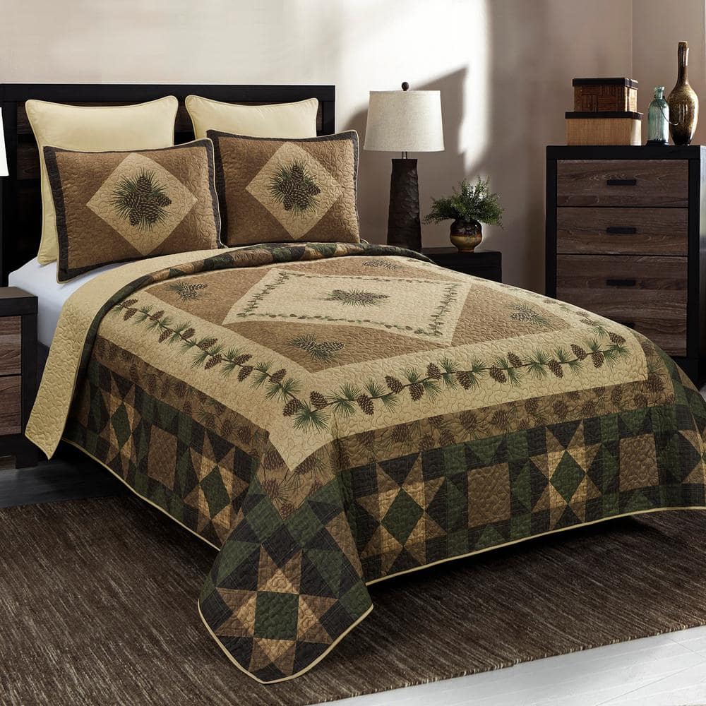 Rustic Brown Reversible Microfiber Full Quilt Set