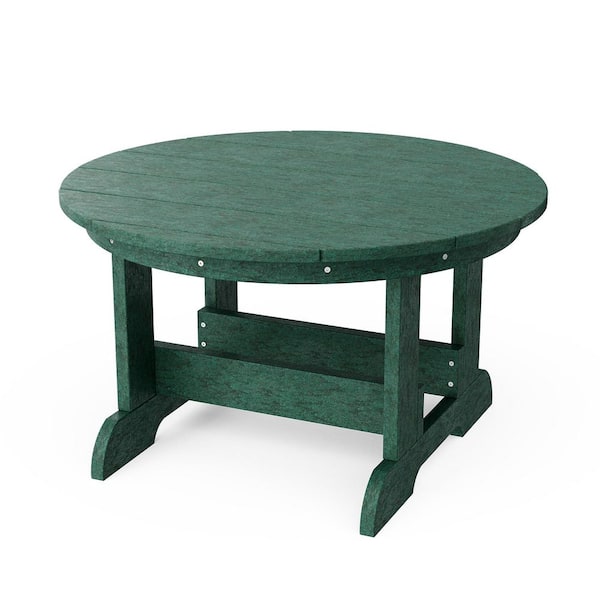 Wildridge Heritage 31.5 in. Turf Green Round HDPE Plastic Outdoor Conversation Table
