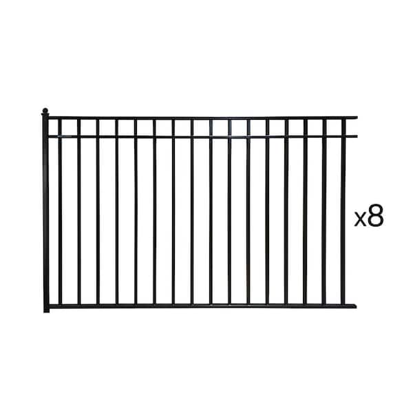 64 ft. x 5 ft. Madrid Style Security Fence Panels Steel Fence Kit 8-Panel Gate Fence