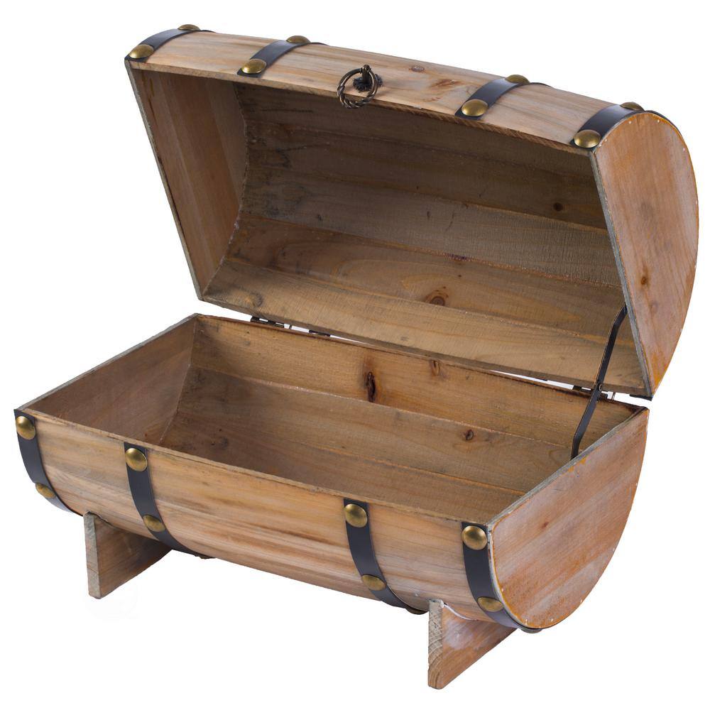 Natural Wooden Wine Barrel Shaped Treasure Chest Wine Holder