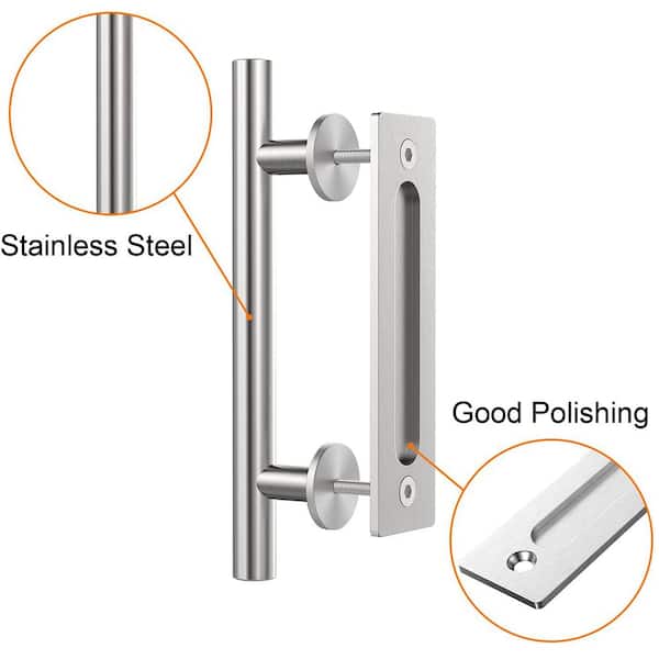 Stainless Swiss Rod Sliding Door Handle & Barn Door Pull Set