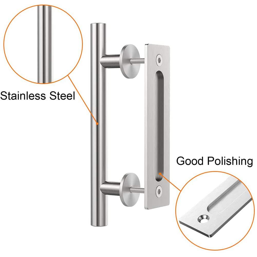 12'' Brushed Nickel Stainless Steel Sliding Barn Door Handles