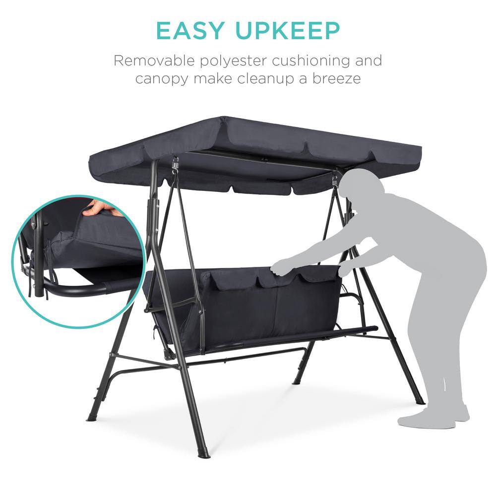 Convertible 2-Person Canopy Swing Glider - Gray Polyester