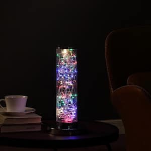 13 in. Silver LED Table Lamp with Multi-Color Rope Wrap, Versatile Modern Accent Lighting for Offices and Living Rooms