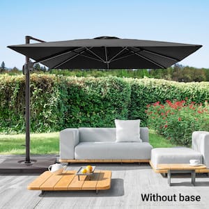 Black 10×10FT Cantilever Patio Umbrella – Outdoor Comfort with 360° Rotation and Infinite Canopy Angle Adjustment