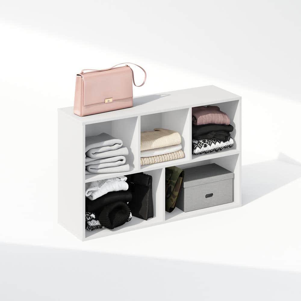 White 9-Shelf Vertical Cube Bookcase with Closed Back
