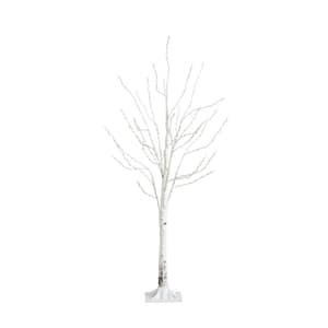 4 ft. Pre-Lit Artificial White Birch Tree with 240 Color Changing LED Lights