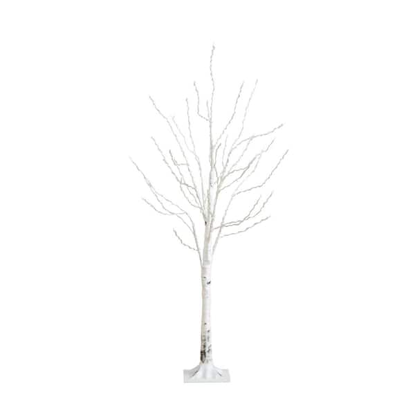 Nearly Natural 4 ft. Pre-Lit Artificial White Birch Tree with 240 Color Changing LED Lights