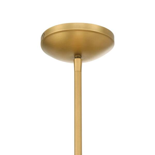 Minka Lavery - Waveform 60-Watt 4-Light Legacy Brass Round Pendant Light with Etched Seeded Glass and Metal Shades, No Bulbs Included