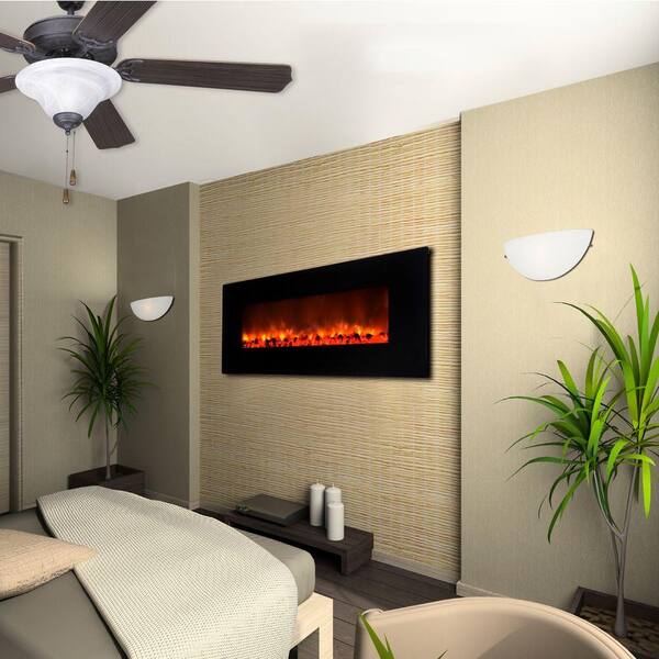 Yosemite Home Decor Carbon Flame 35 in. Wall-Mount Electric Fireplace in Black