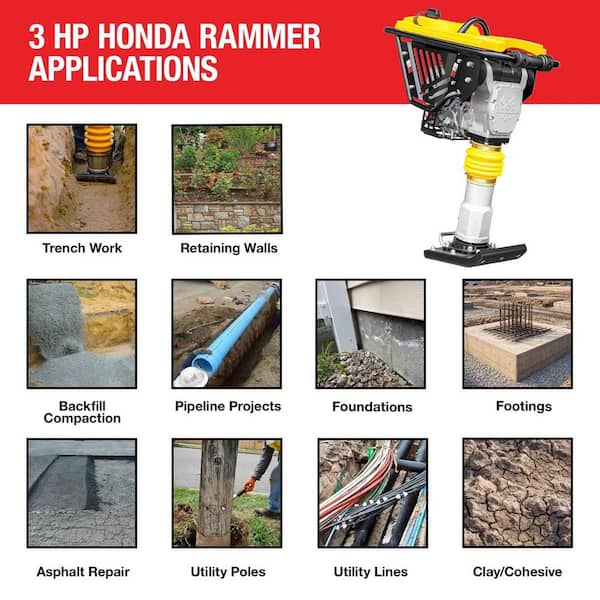 Tomahawk Power 3 HP Honda Vibratory Rammer Tamper with Honda GX100